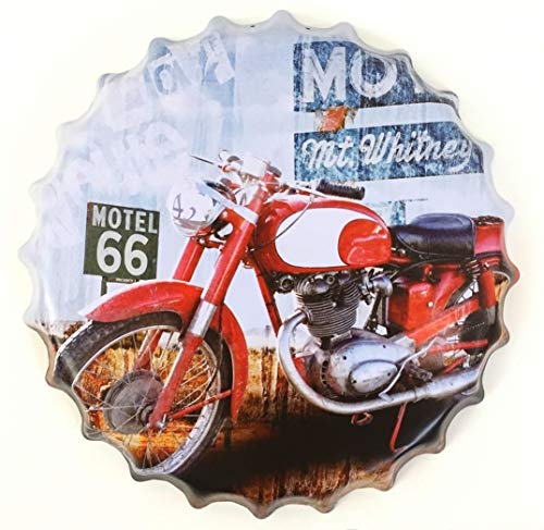 Tableau capsule Moto vintage retro 40 cm pour pub et garage metal