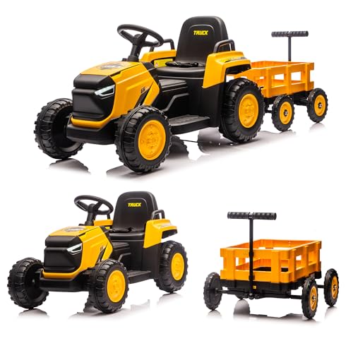 Garvee Toddlers Ride on Tractor with Detachable Garden Cart, 12V Electric Kids’ Vehicle with...