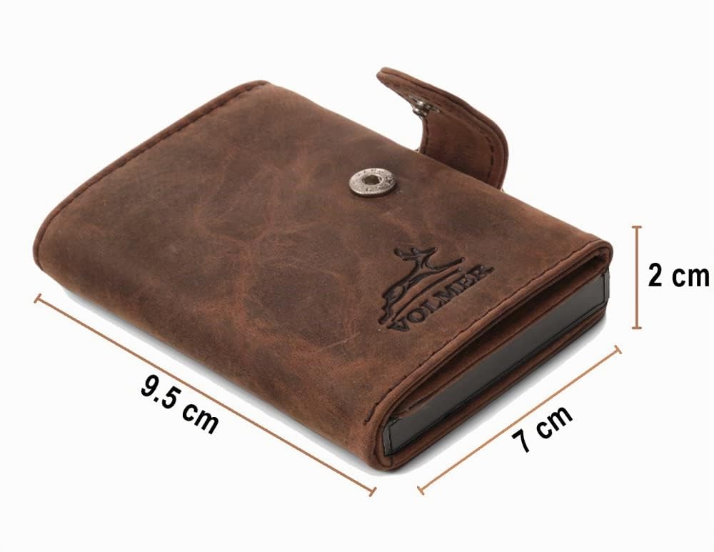 Fa.Volmer ® #VO24-black-N - Porte-cartes pop up pour homme - Étui pour cartes de crédit - Protection RFID NFC - Jusqu'à 11 cartes, marron, m