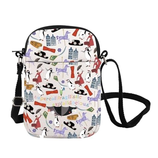 FOTAP Mary Popp - Bolso cruzado supercalifragilista con paraguas Poppins para hombro, Mary Popp Broadway, regalo musical, bolsa de mensajero de la película Mary, Super Cb Reino Unido, INCHES