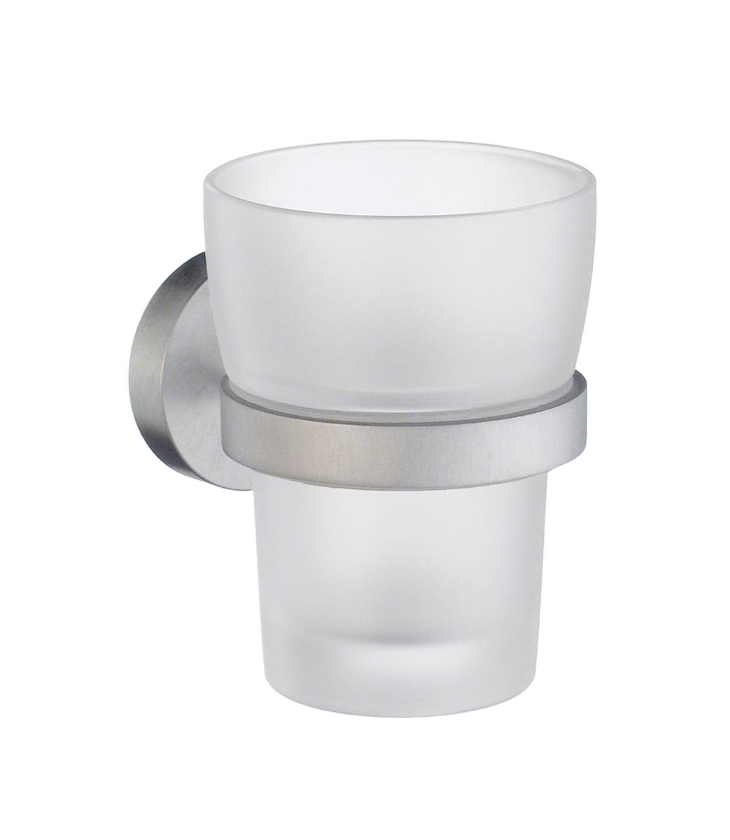 Smedbo SME, Brushed Chrome HS343 Holder with Glass Tumbler