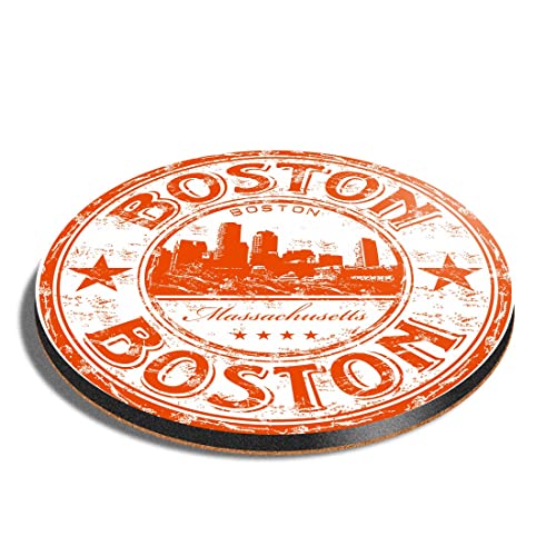 1 x Posavasos redondo – Boston Massachusetts Estados Unidos Estados Unidos Cork Back MDF brillante té café accesorio #5827