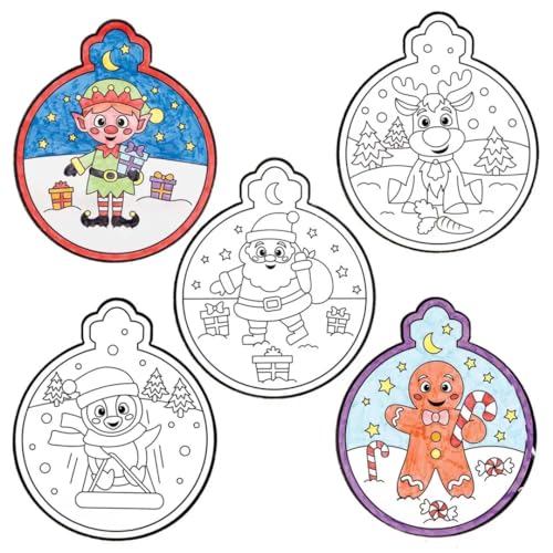 Baker Ross FC178 Weihnachts Fensterdekoration zum Ausmalen- 12er Pack,...
