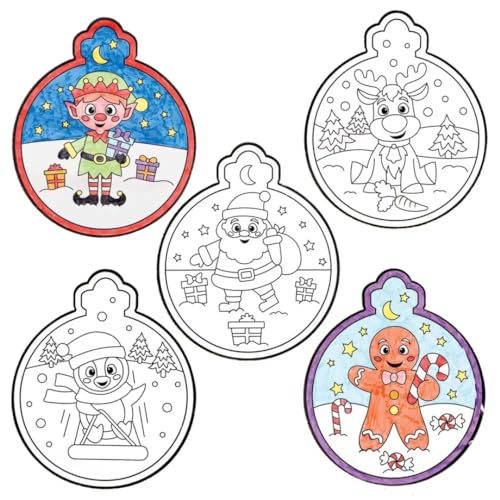 Baker Ross FC178 Decorazioni Natalizie per Finestra da Colorare - Confezione Da 12, Set Artigianato Festivo Per Bambini, Decorazioni Natalizie, Kit Artigianali Per Bambini