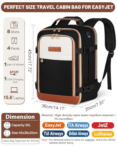 MOCOCITO Sac à Dos Voyage Cabine 40x30x20 cm (+5cm Extensible) - 20L Bagage à Main Avion pour Ryanair, EasyJet, Transavia - Sac Ordinateur Portable 15.6'' Léger pour Homme Femme - Mix – vue 2