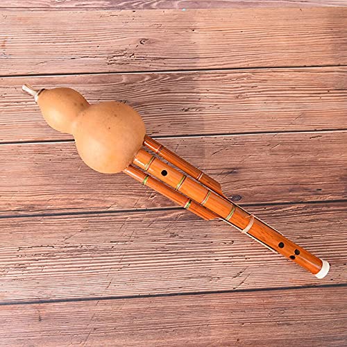 Flauto Cinese Fatto A Mano Hulusi Marrone Zucca di bambù Cucurbit Flauto Etnico Chiave C per Gli Amanti della Musica Principianti Strumento Musicale