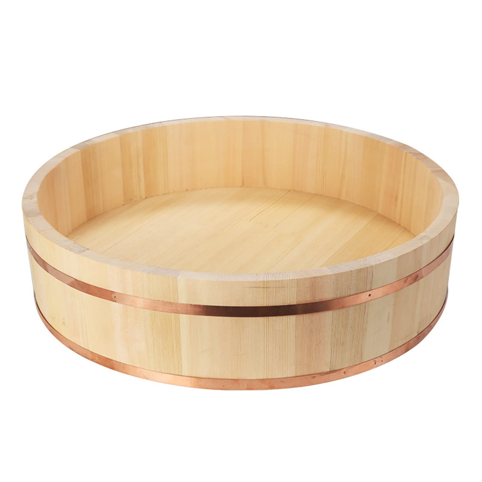 Adima Drewniana miska do mieszania ryżu Hangiri sushi do japońskiej restauracji sushi dom kuchnia sushi oke miedziane taśmy, 12 rozmiarów - drewno sosnowe, 36 x 9 cm