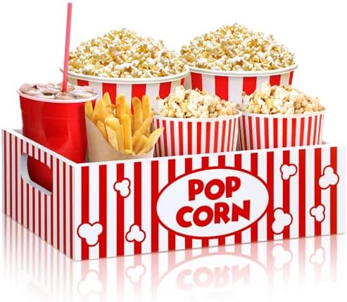 Movie Night Supplies Snack Trays with Handles Reusable Wooden Mov...