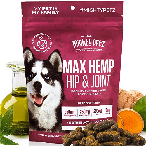 Max Hemp Glucosamine For Dogs - 10-In-1 Vet Formulated Hip & Joint Chews With Hemp Seed Oil + Msm + Chondroitin + Turmeric. Advanced Support Supplement With Vitamins & Omega 3 (All Breeds) #TOP7