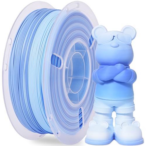 Image of RAMBERY Matte Rainbow Printer Filament Multicolor 3D Printing Accessories Neatly Wound, 1.75mm 1kg(2.2lb), Matte Rainbow Blue-White