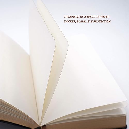 Miniatura 5 de Diario grueso, papel en blanco de calidad superior, con borde dorado, cuaderno de tapa dura con cubierta negra suave de piel sintética, de 416