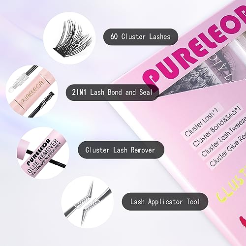Lash Clusters DIY Eyelash Extension Kit with Bond Seal Tweezers Individual Lashes Remover Kit Soft False Lashes for Personal Use at Home 10-16mm - Image 2