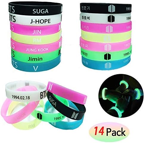 Fans Set, 14 Pack Bracelet Bangtan Boys Jungkook, Jimin, V, Suga, Jin, J-Hope, Rap Monster Rubber Wristband