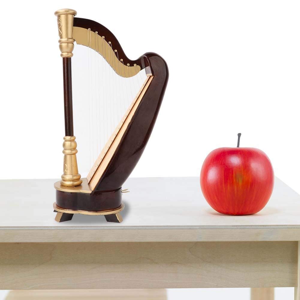 Modelo de Arpa en Miniatura de 25 cm, Mini Modelo de Instrumento de Arpa de Madera con Caja de Almacenamiento para la Decoración del Estante del Escritorio del Hogar Idea de Regalo