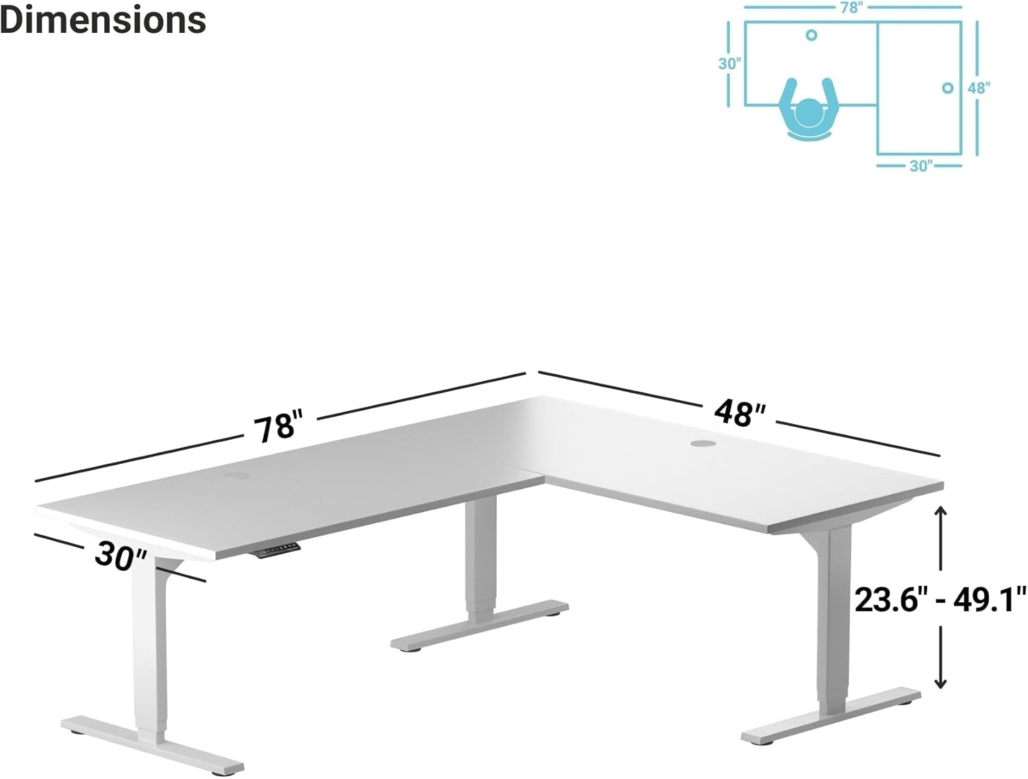 Progressive Desk L Shaped Height Adjustable Standing Desk 78" x 48" - Corner Computer Desk - Electric Stand Up Rising Workstation - Gray Frame/Bright Beech Top