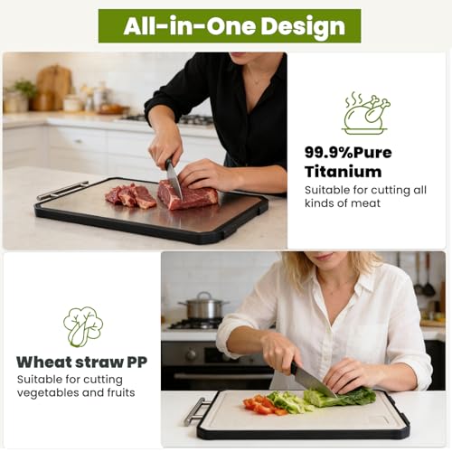 Tabla de cortar rectangular de titanio con ranura para jugos miniatura 4