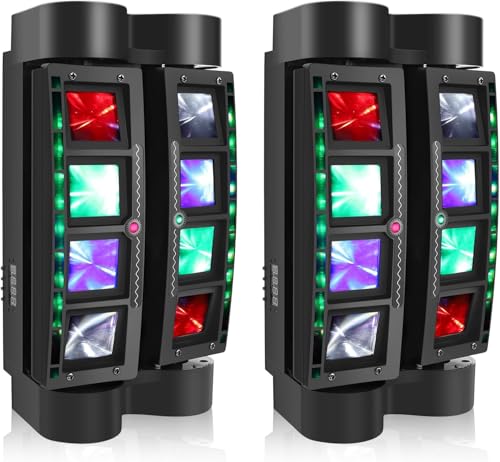 RGBW - Lampada a testa mobile, DMX512 e attivazione acustica, 8 fasci di luce con effetti pixel, panoramica a 150° e inclinazione di 60°, ideale per feste, matrimoni, DJ Show, club, karaoke