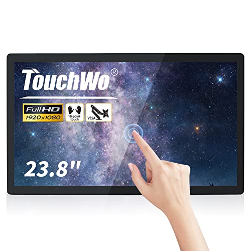Image of 23.8 inch Capacitive Multi-Touch Screen Industrial Monitor, 16:9 Display 1920 x 1080P, Built-in Speakers, VGA, DVI & HD-MI Monitor for PC, POS, Small Business, Restaurant