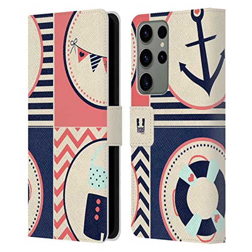 Étui portefeuille Galaxy S23 Ultra Head Case Designs rose et bleu