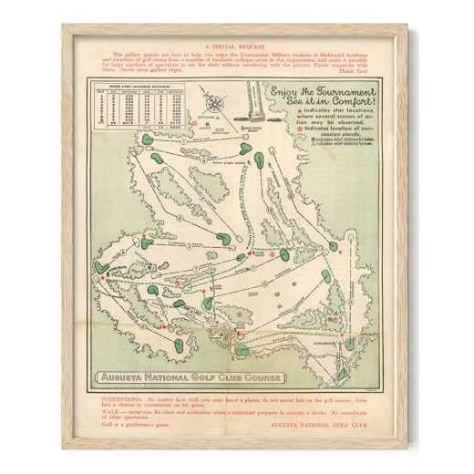 Framed 1954 Augusta Golf Course Vintage Map