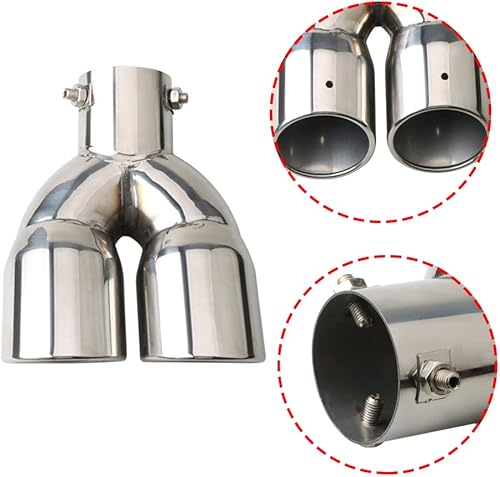 Miniatura 3 de Punta de escape doble de 2.5 pulgadas, entrada universal, tubo de escape de automóvil, tubo de cola de garganta, tubo en Y de acero inoxidable,