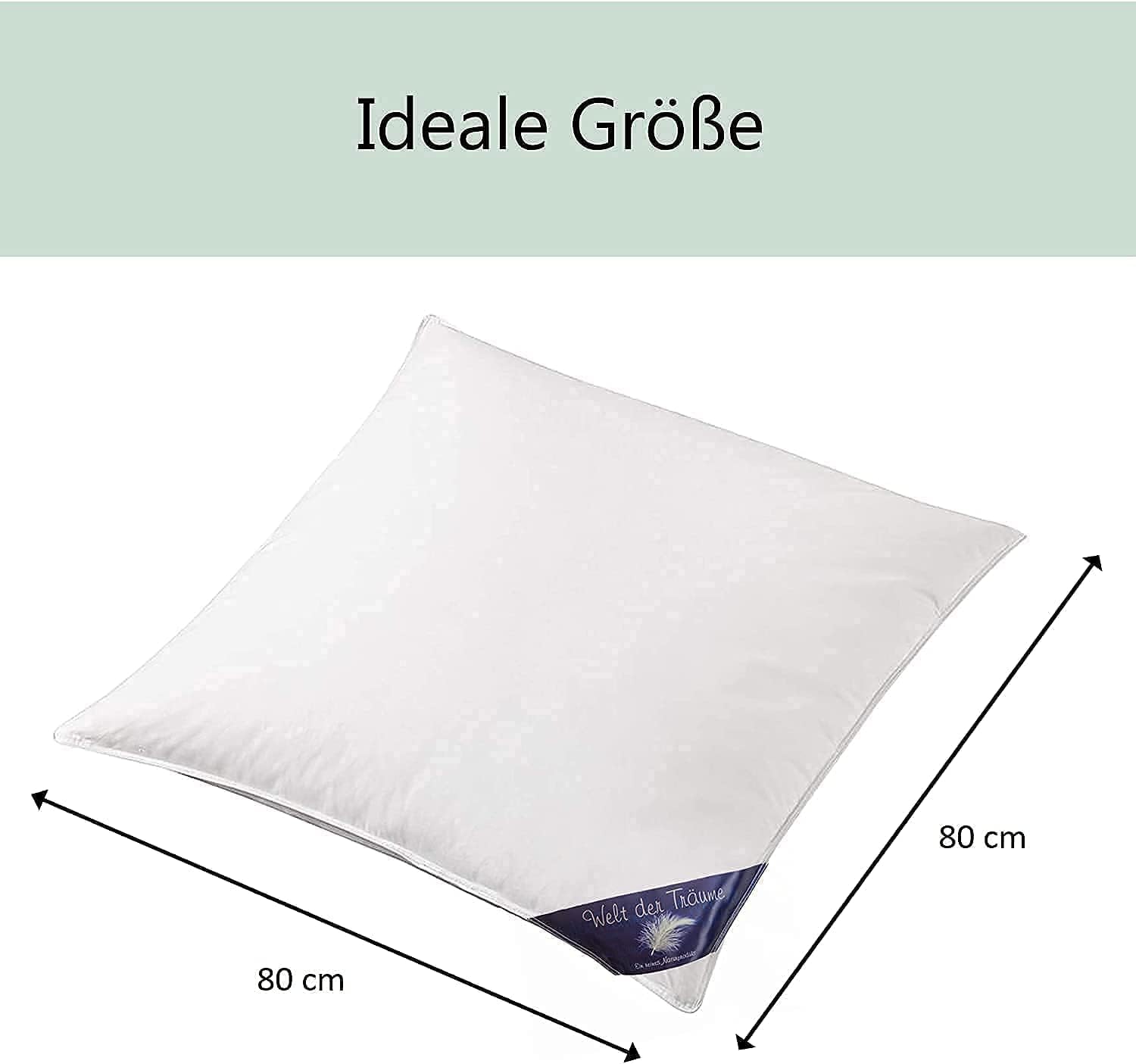 2 Stück (Set) Daunenkissen | 3 Kammer Kopfkissen | Dreikammerkissen 80x80 cm | Füllgewicht: 1600 Gramm | 100% Baumwollbezug | Kopfkissen 80x80 Daunen | Federkissen | kein Lebendrupf | weiß