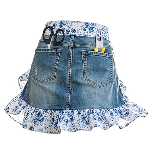 Tablier en jean pour homme et femme finitions rétro pour artiste et artisanat