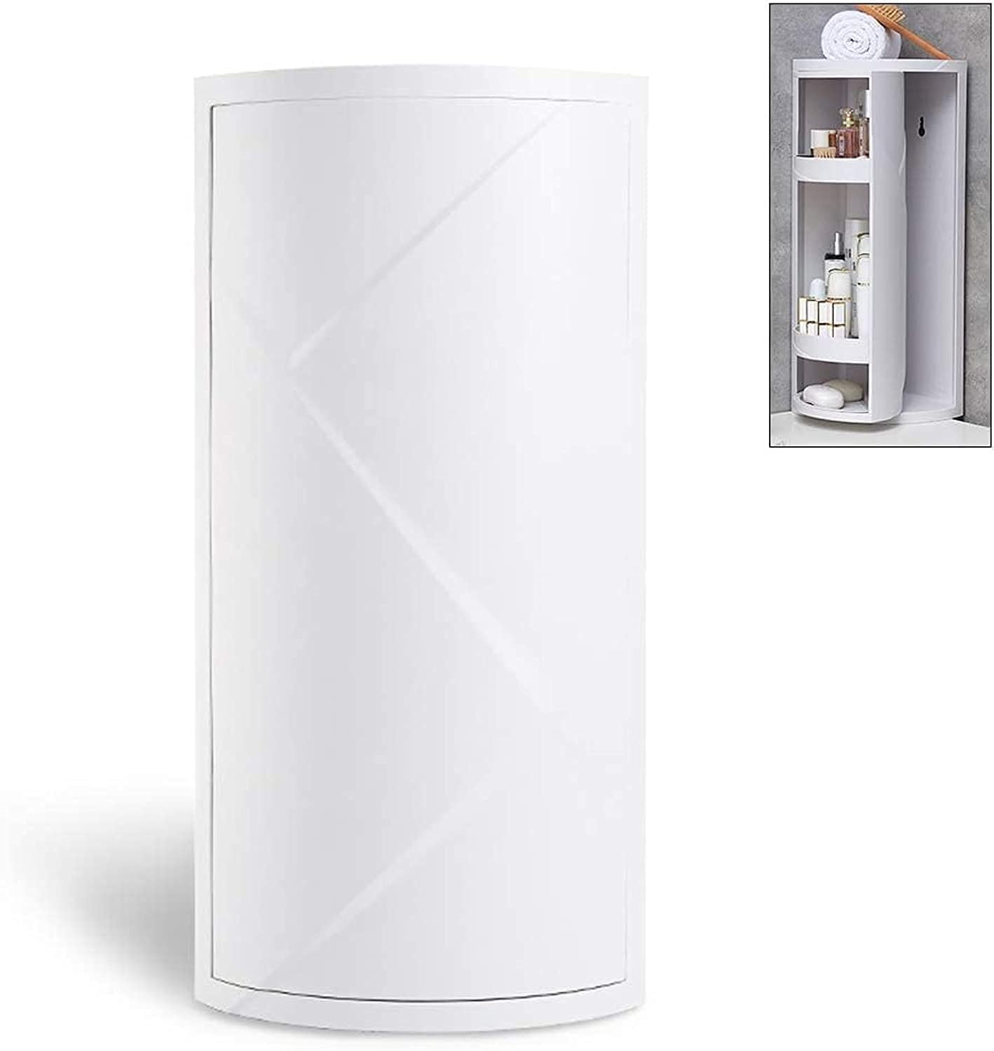 AMERTEER Corner Shelf for Bathroom | Corner Cabinet Tall Shelf Storage 3 Shelf Multifunction organizers and Corner Locker, shelves, Rack for living room, Rotating Triangle Shelf