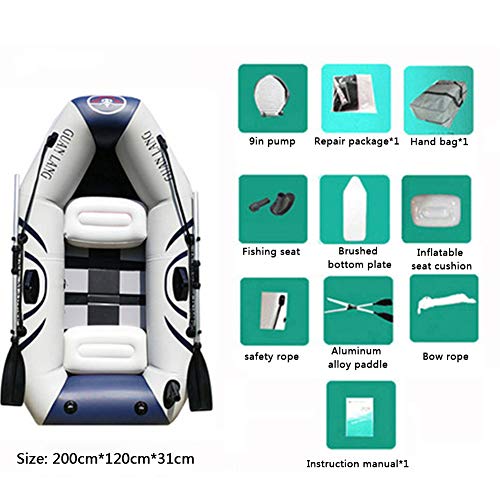 HEIFEN Botes inflables, Botes de Pesca, Incluidas Las Bombas de Aire manuales, Bolsas y remos de Barcos, con Capacidad para 3-4 Personas, tamaño 200 * 120 * 31 cm Advanced