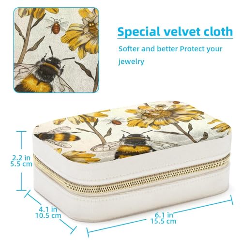 Boîte à bijoux abeille avec compartiments pour bagues et boucles