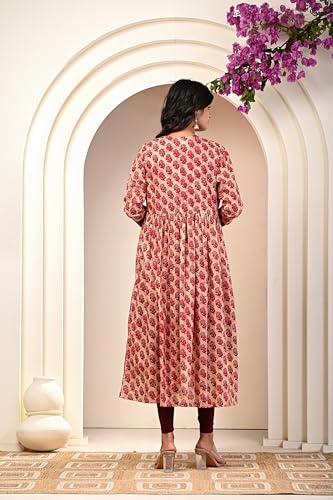 Image of KANNAHI Women Pure Cotton Printed Straight Calf Length Regular Jaipuri Kurta and Shrug Set with Floral Print for Womens & Girls Grey