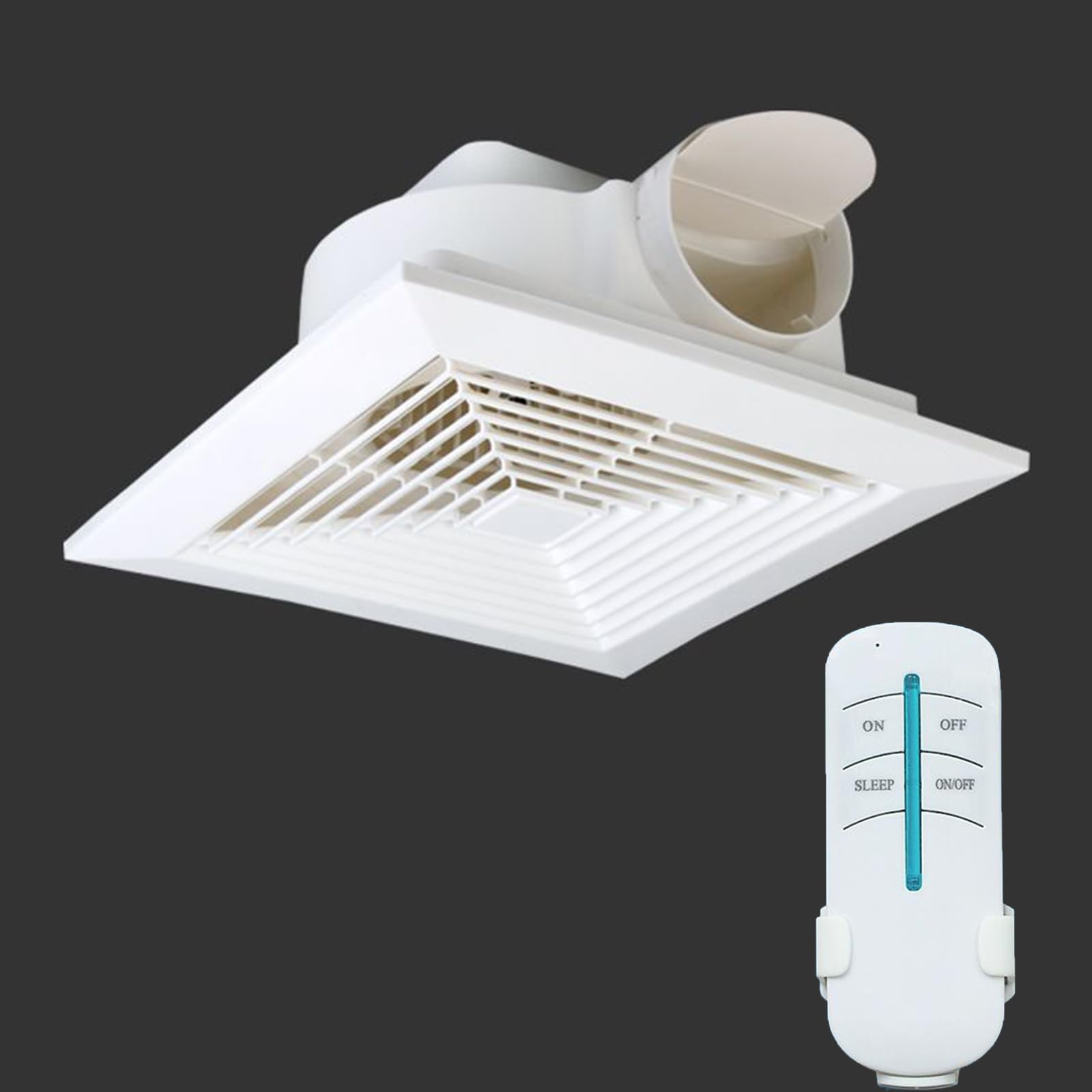 Aspiratore Bagno ，aspiratore Cucina，Ventola Aspirazione con Telecomando E Valvola di Non Ritorno，Funzionamento Silenzioso，per Doccia, WC, Ufficio, Casa White,8INCHES
