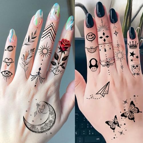 Image of 27 Sheets Watercolor 3D Rose Butterfly Temporary Tattoos For Women Thigh Leg Tattoo Sticker, Realistic Vine Leaf Flowers Fake Tattoos For Adults Forearm Half Arm Makeup Small Finger Tatoo Long Lasting