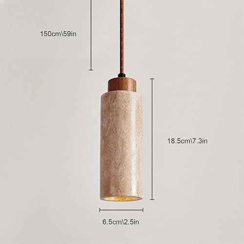 Miniatura 3 de Bedroom Bedside Mini Travertine Pendant Lights, Nordic Natural Stone Shade Ceiling Hanging Lighting with E27/E26 Sockets, 59 in Adjustable Height
