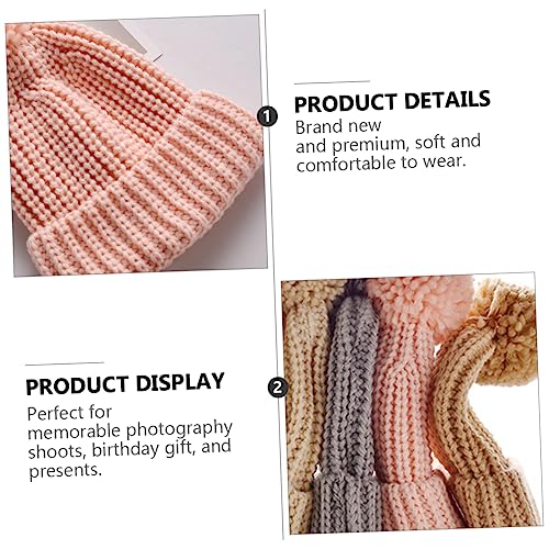 BESPORTBLE Boy Girl Boys and Girls Winter Hat Newborn Warm Knitted Cap Hand-Knitted Beanie Hat Pink3