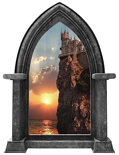 Vinilo decorativo Castillo borde acantilado 24 pulg