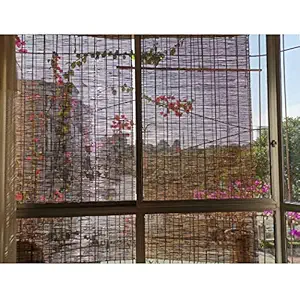Bamboo Blinds-Outdoor Roller Shades-Hand Made Natural Reed Curtain,70% Blackout Curtain,Burr-Free Smooth Wooden Blinds,Perfect for Living Room/Balcony/Window,114 Sizes,W60xH200cm/23.5x79in