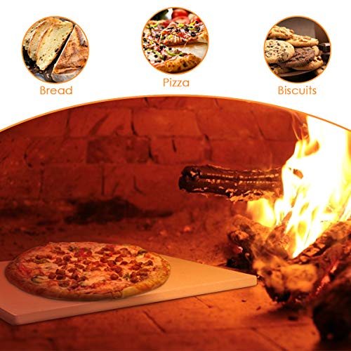 Pizza Stone for Oven and Grill/BBQ Cook, 15"x12" Cordierite Pizza Cooking Stone with Free Pizza Scraper, Resistant Durable and Safe Baking Stone, 15x12 Inch - Thumbnail 2