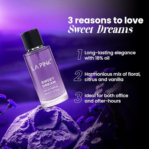 Image of La Pink Sweet Dream EDP Perfume for Woman & Man | Vanilla, White Floral & Citrus Notes | Long Lasting Unisex Luxury Fragrance for Men & Women | 50ml (Pack of 2)
