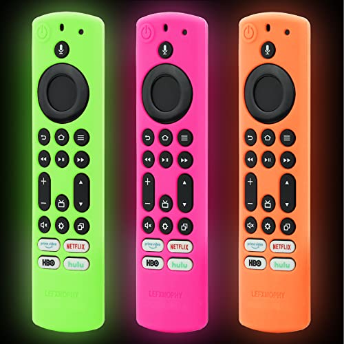 LEFXMOPHY 2023 Stick 4K Max Remote Cover for Toshiba and Insignia NSRCFNA21 CT-RC1US-21 CT95018 CTRC1US21 Silicone Protective 3-Pack Green Orange Hot Pink Case Glow in Dark