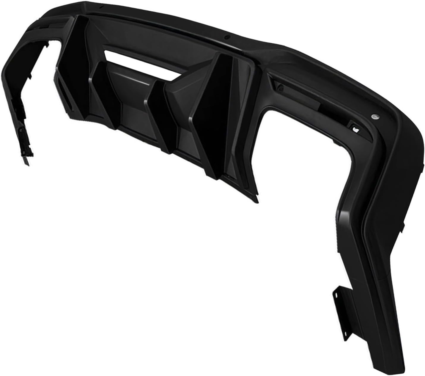 IKON MOTORSPORTS Rear Diffuser, Compatible with 2024-2026 Ford Mustang All Models Except GTD, Rock Style Gloss Black PP Rear Bumper Valance Spoiler Air Dam Chin Splitter Molding 4PCS