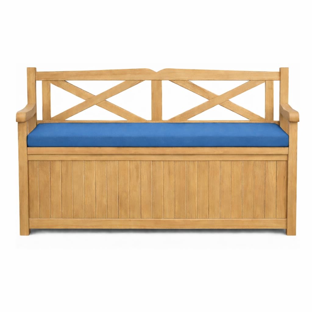 Brillars Garden Iceni & Eden Storage Bench Cushion - 128 x 50 x 5cm Water Resistant Durable Outdoor Patio Seat Pad & Easy to Clean Removable Cover (Blue)