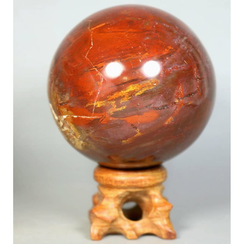 Bola de cristal de madera petrificada pulida de 50-55mm para decoracion 3