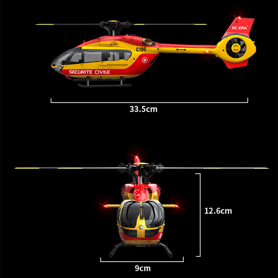 C190 H145 6CH Remote Control Helicopter Aircraft for Adults Beginners RC Heli Single Rotor No Ailerons Maintain Altitude Hover/Optical Flow Positioning RTF 335MM (Yellow 2-Battery)