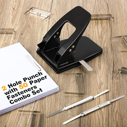 Image of Dreyoo Two Hole Punch with 50pcs Paper Fasteners, 30 Sheet Capacity