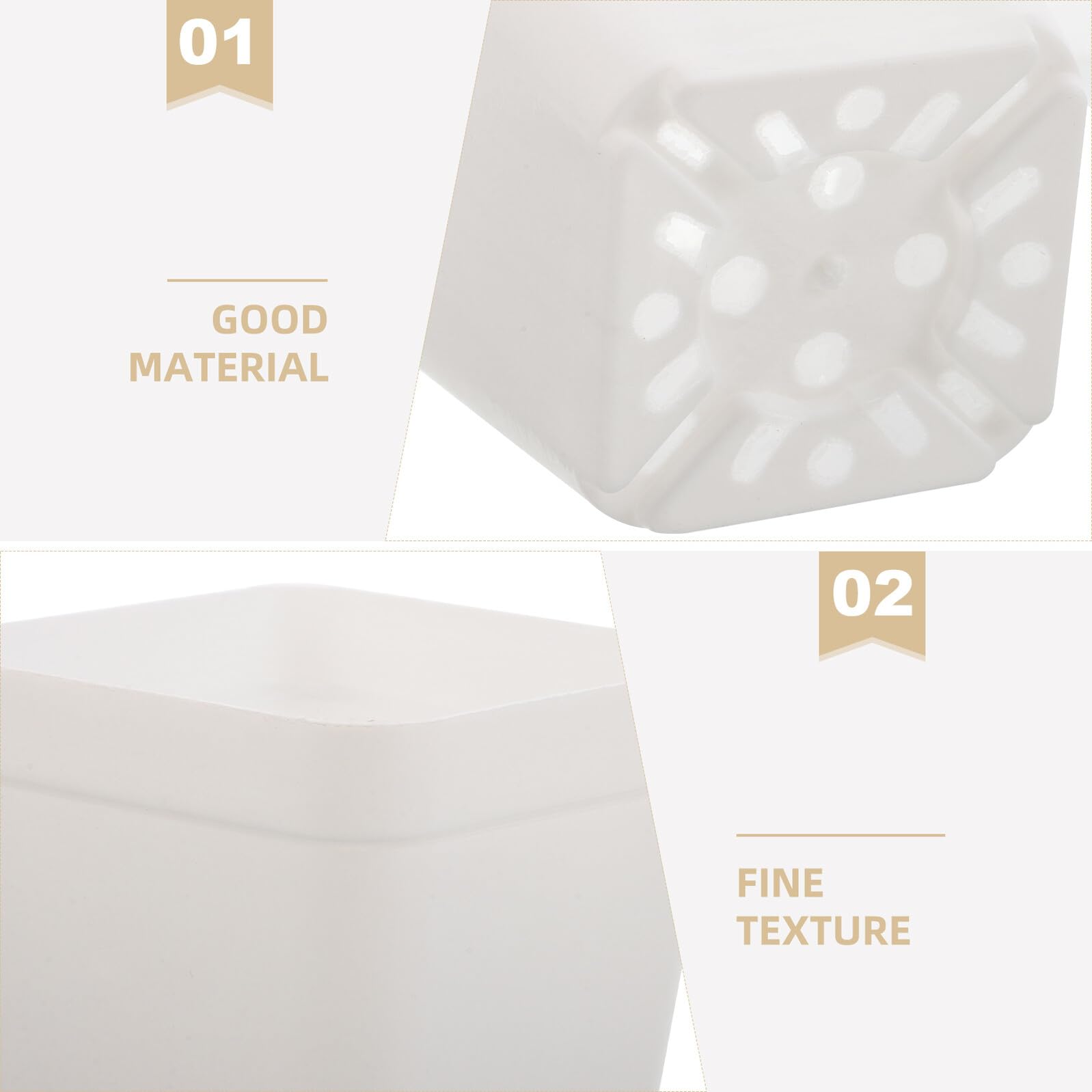 Hemobllo Lot de 100 Pots Carrés en Plastique Blanc avec Drainage Godets de Semis pour Bulbes et Plantes Grasses Jardinières Carrées Légères pour Jardinage Intérieur et Réutilisable