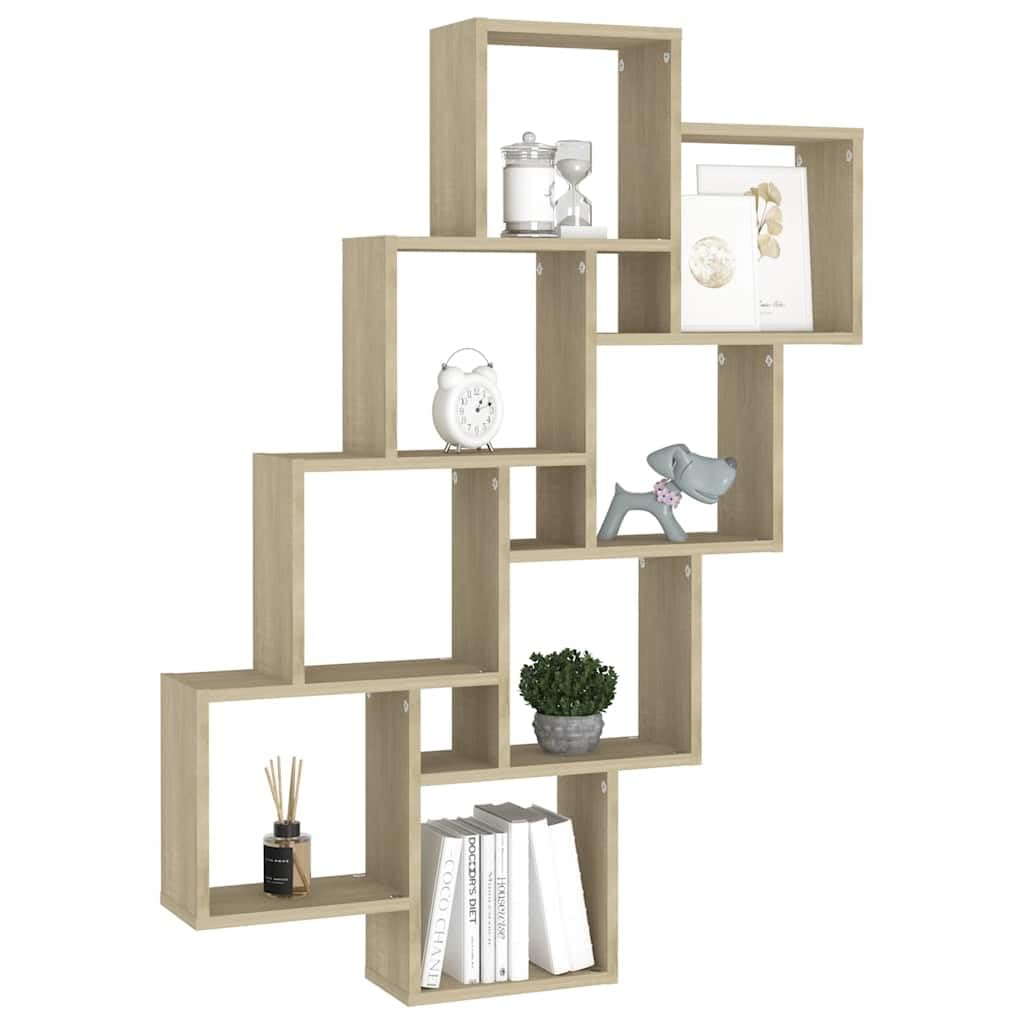 Étagère cubique en chêne Sonoma 90 x 15 x 119 cm avec espace de rangement ouvert, peu encombrant comme étagère murale, étagère suspendue et organiseur pour salon, chambre à coucher, bureau et