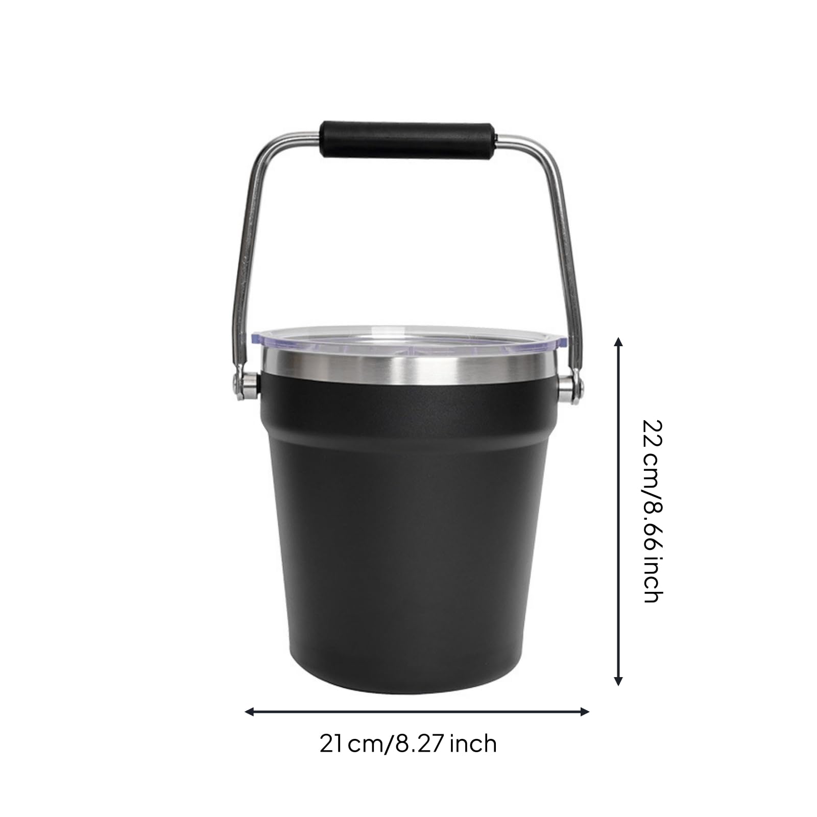 Cubitera con Tapa Transparente Aislante Cubitera Acero Inoxidable Térmico Hielera para Fiestas, Negro, 4000ML