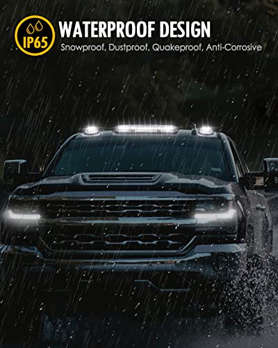 Partsam 3Pcs Smoke Cover Lens White 30 Led Cab Marker Roof Running Top Lights Assembly + Wire Pack Compatible With Silverado/Sierra 1500 1500Hd 2500 2500Hd 3500 2002-2007 Truck #TOP3