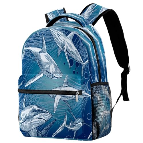Sac à dos d'école requin bulle multicolore de 29.4x20x40cm pour adolescents